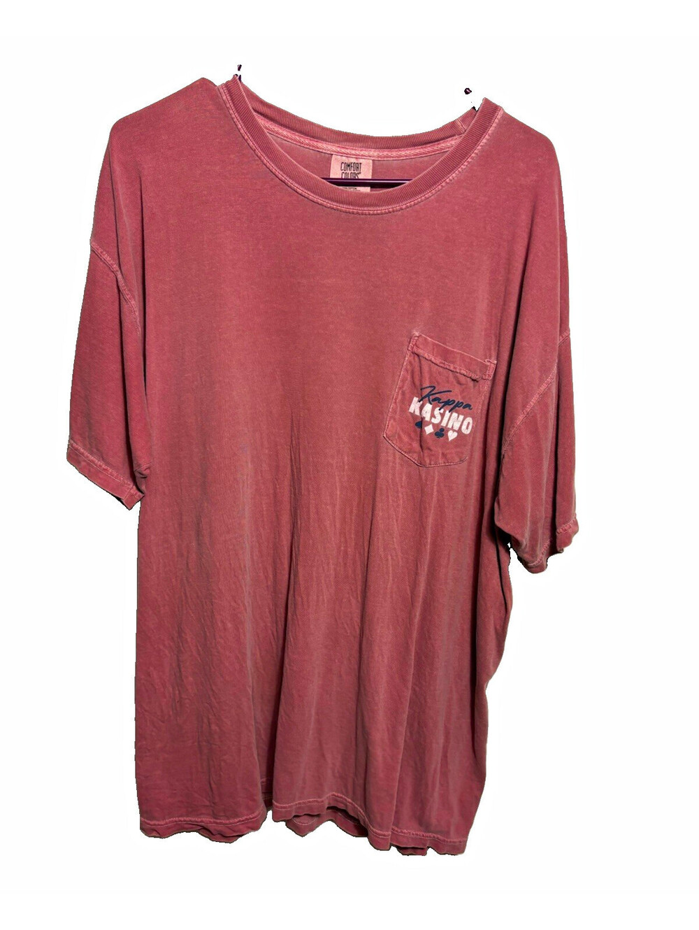 Comfort Colors Kappa Kasino Sorority Event T-Shirt Pink Garment Dyed Oversized
